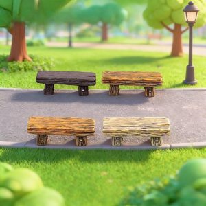 1 Pcs Long Wood Bench Miniature Figurine Fairy Garden Accessories Doll House Decoration Cartoon Animal Models Plastic Girl Toy Picture From Fairy Garden Supplies