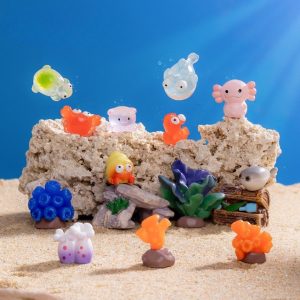 Resin Mini Marine Animal Coral Fish Figurines Aquarium Fish Tank Landscaping Decor Diy Beach Micro Landscape Ornaments Tiny Miniature Decor Accessories