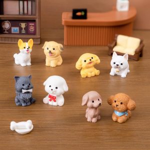 Cute Mini Dog Figurines Artificial Animal Ornaments For Moss Terrarium Micro Landscape Diy Accessories, Tiny Tabletop Car Dashboard Mini Decorations