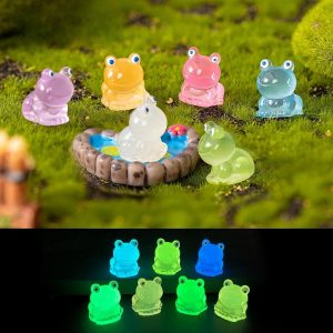 Colorful Glow-in-the-dark Frog Mini Figurines Resin Moss Terrarium Decor Ornaments Creative Mini Statues For Micro Landscape Tabletop Decor