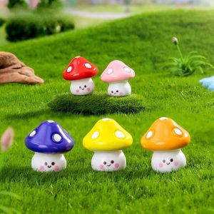 Artificial Jungle Mushroom Mini Figurines For Moss Micro Landscape, Diy Bonsai Gardening Layout Accessories, Tiny Ornaments For Terrarium Moss Bottle Decor